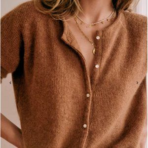 Sezane Gaspard Cardigan Sweater Camel Brown